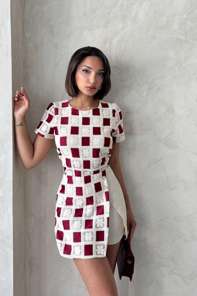Lace Detailed Shorts - Stone Burgundy - Producer: Topshow - Wholesale Women Clothes - TheBS Women