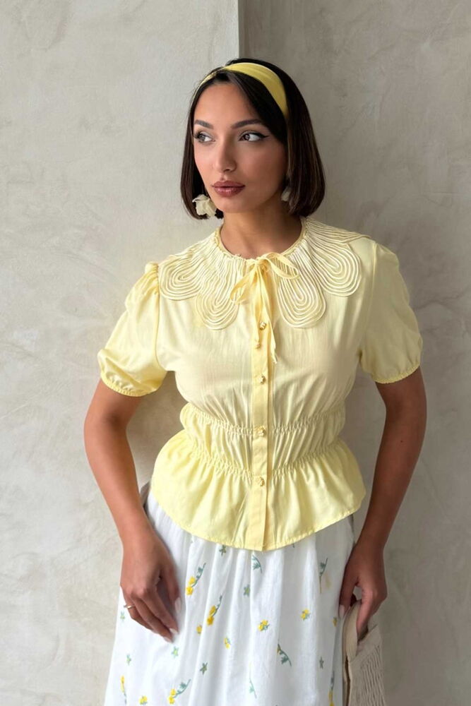 Collar Detailed Ruffle Shirt - Producer: Topshow - Wholesale Women Clothes - TheBS Women