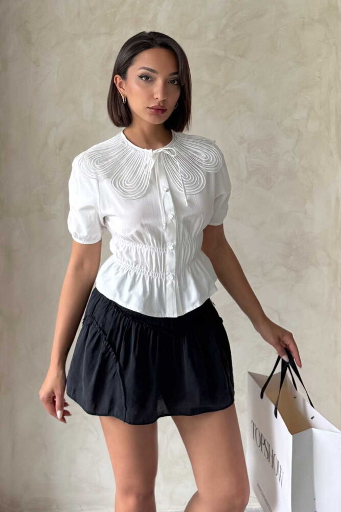 Collar Detailed Ruffle Shirt - Producer: Topshow - Wholesale Women Clothes - TheBS Women