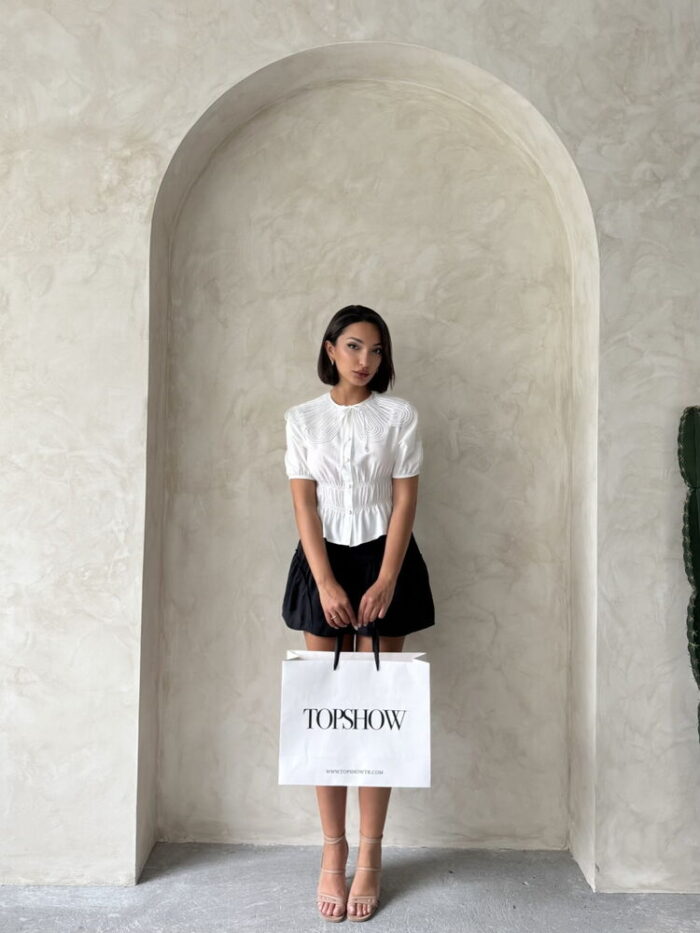 Collar Detailed Ruffle Shirt - Producer: Topshow - Wholesale Women Clothes - TheBS Women