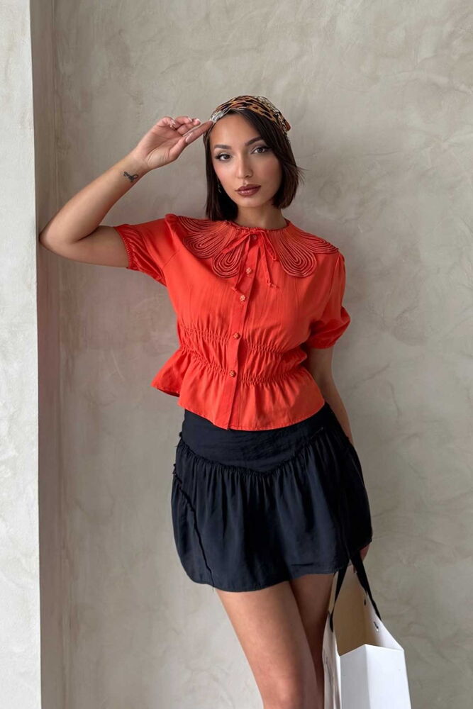 Collar Detailed Ruffle Shirt - Producer: Topshow - Wholesale Women Clothes - TheBS Women