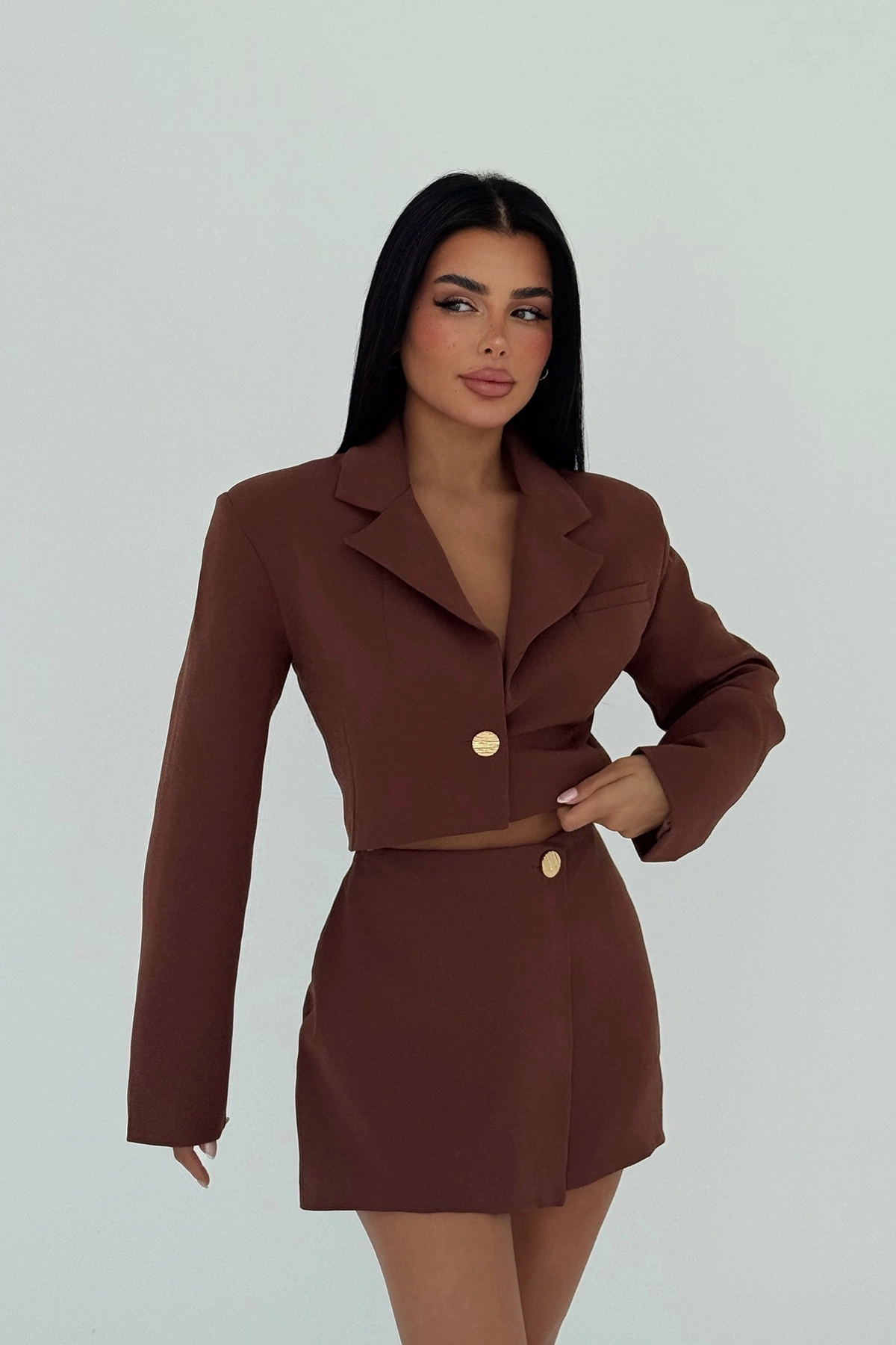 Button Detail Skirt Suit - Producer: EYYO ATELIER - Wholesale Women Clothes - TheBS Women