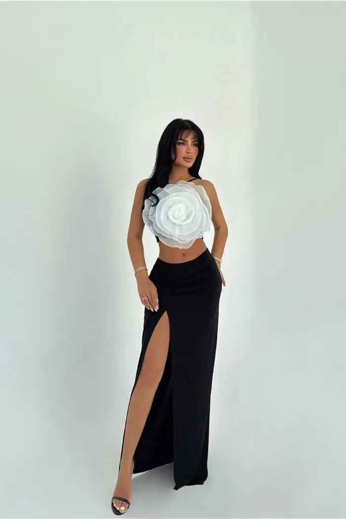 Rose Detail Skirt Suit - Producer: EYYO ATELIER - Wholesale Women Clothes - TheBS Women