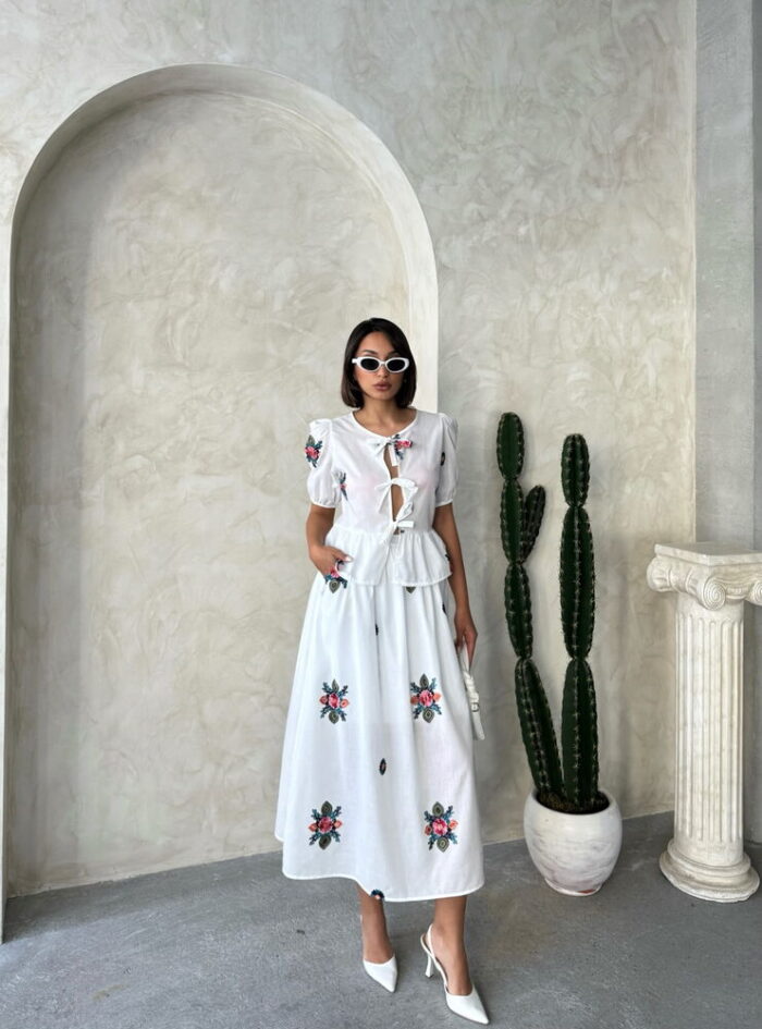 Embroidered Voile Skirt - Cream - Producer: Topshow - Wholesale Women Clothes - TheBS Women