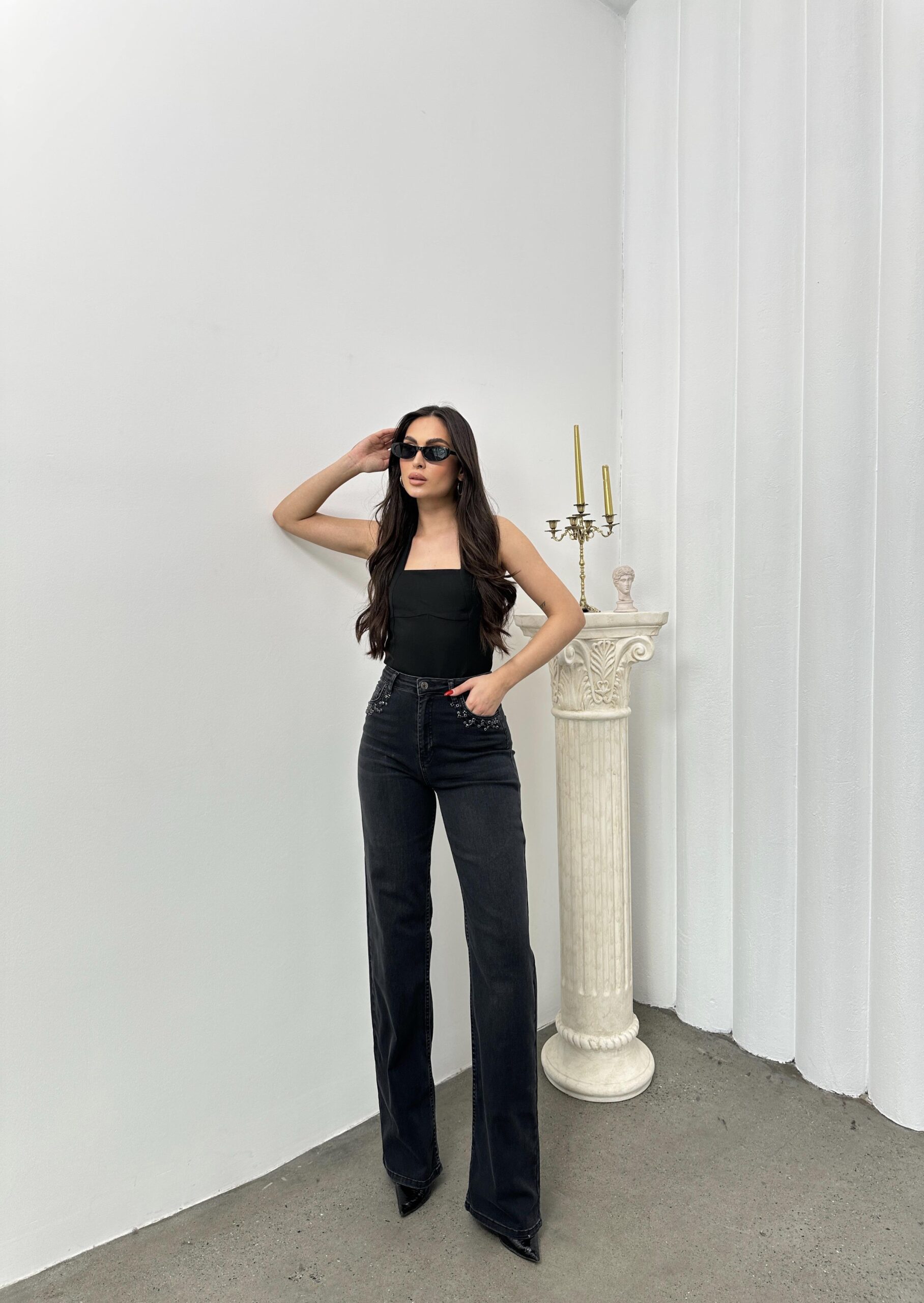 High Waist Pocket Stone Embroidery DetailedJeans - Brand: LACARINO - Women & Kids, Baby Clothes Wholesale - TheBS Women