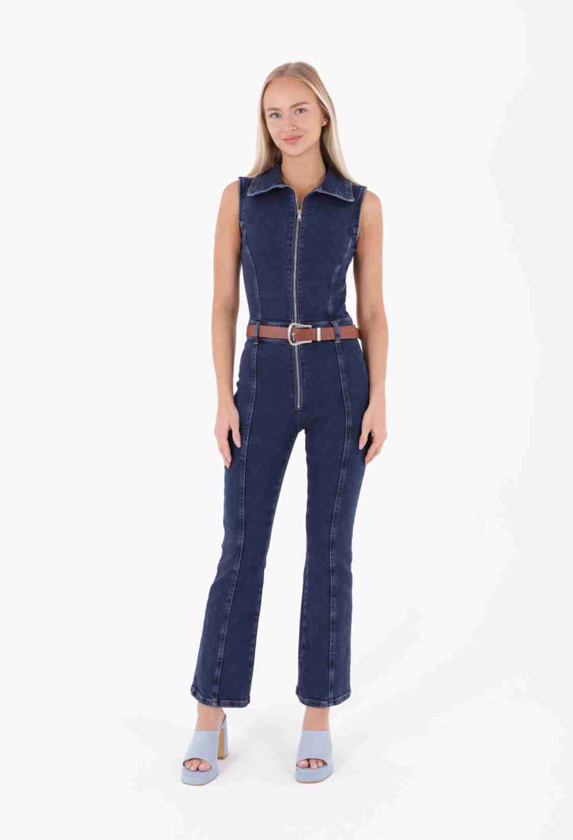 Coupled Sleeveless Zipper Denim Jumpsuit - Brand: XLove - Women & Kids, Baby Clothes Wholesale - TheBS Women