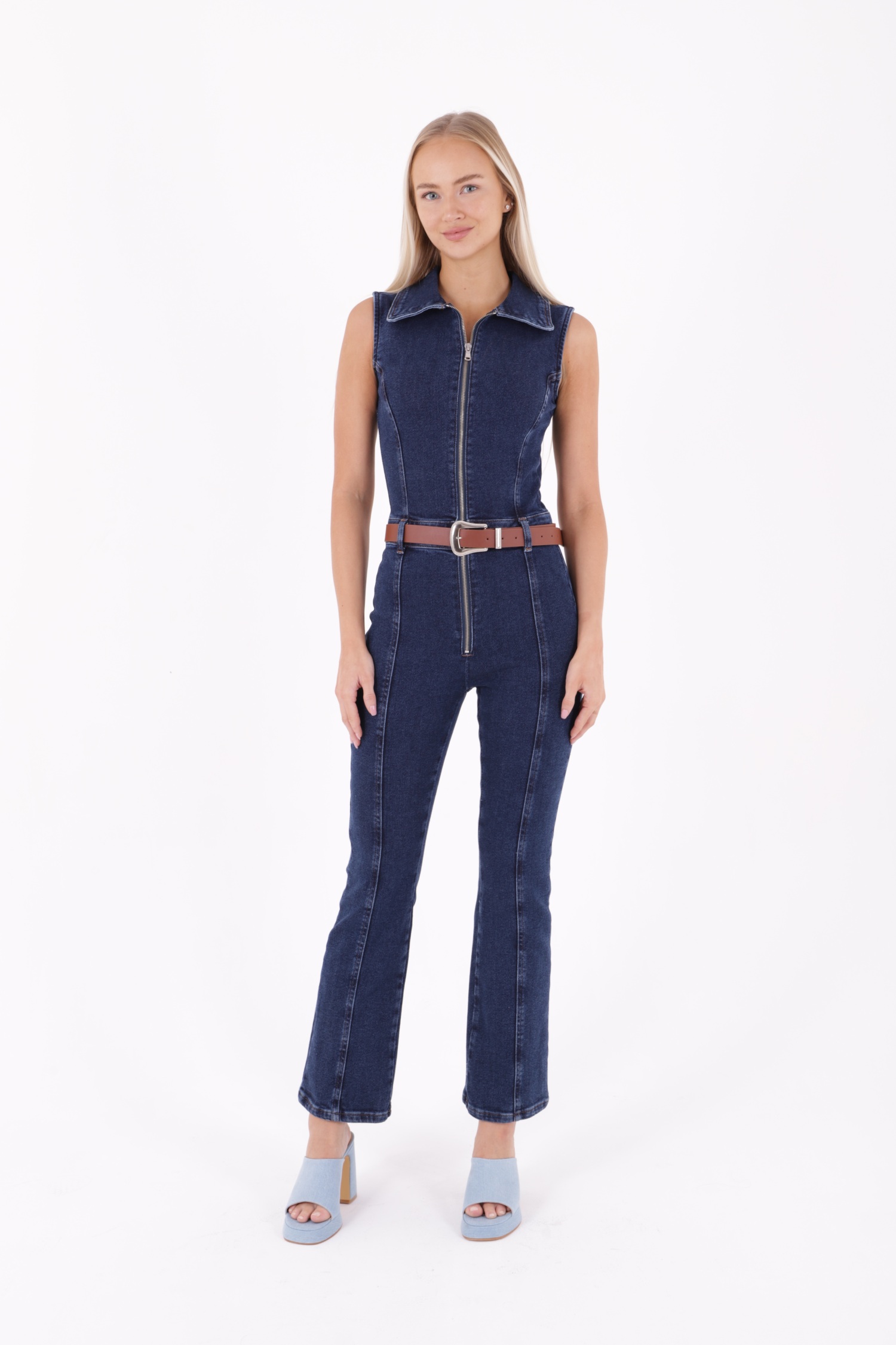 Coupled Sleeveless Zipper Denim Jumpsuit - Brand: XLove - Women & Kids, Baby Clothes Wholesale - TheBS Women