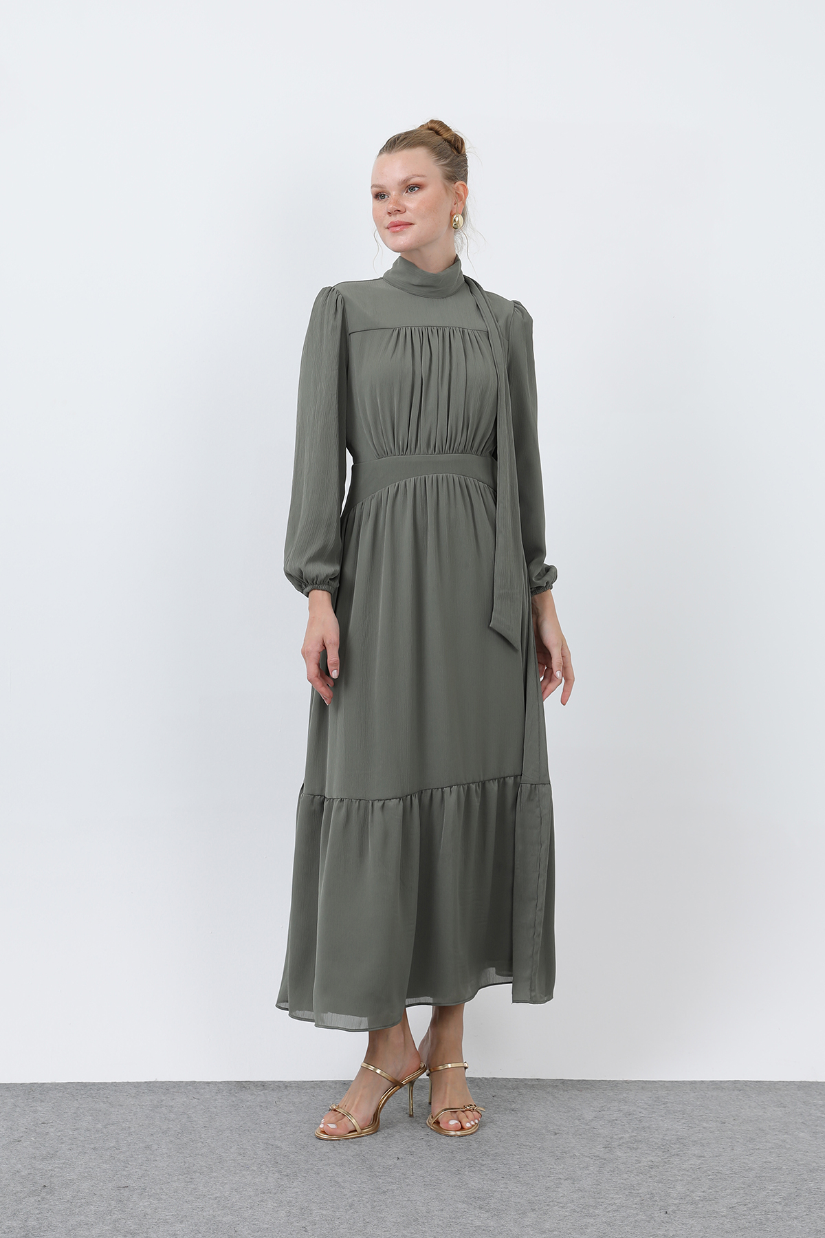 Women's Drape Detailed High Neck Dress - Brand: Puane - Women & Kids, Baby Clothes Wholesale - TheBS Women