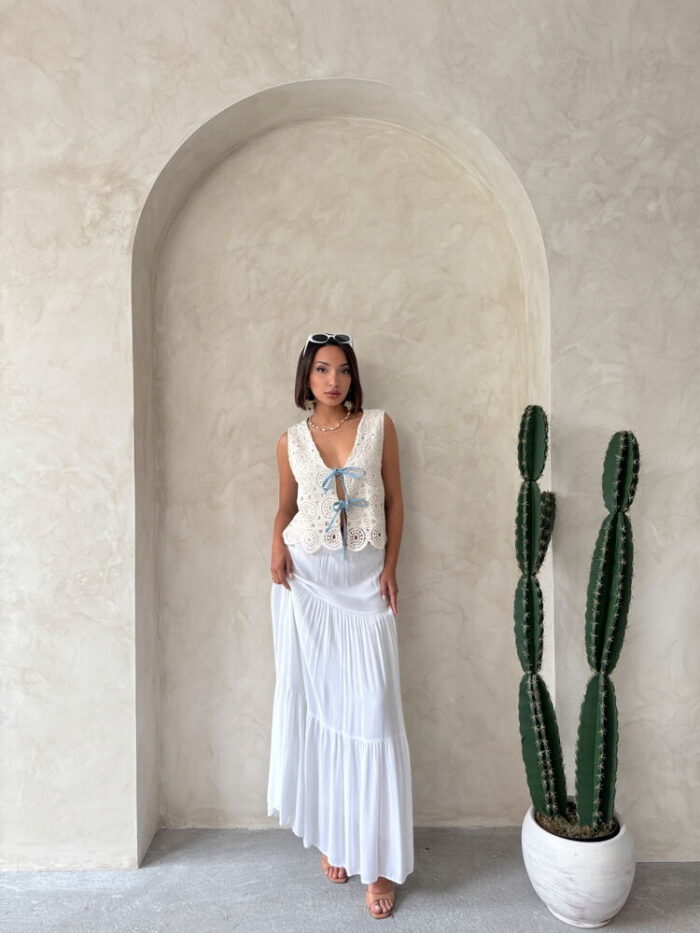 Denim Detailed Lace Vest With Front Closure - Raw - Producer: Topshow - Wholesale Women Clothes - TheBS Women