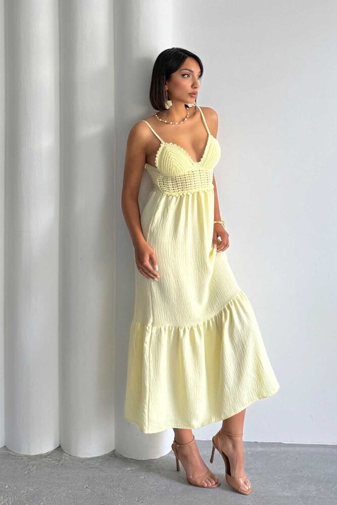 Linen Strap V-Neck One-Piece Dress - Producer: Topshow - Wholesale Women Clothes - TheBS Women
