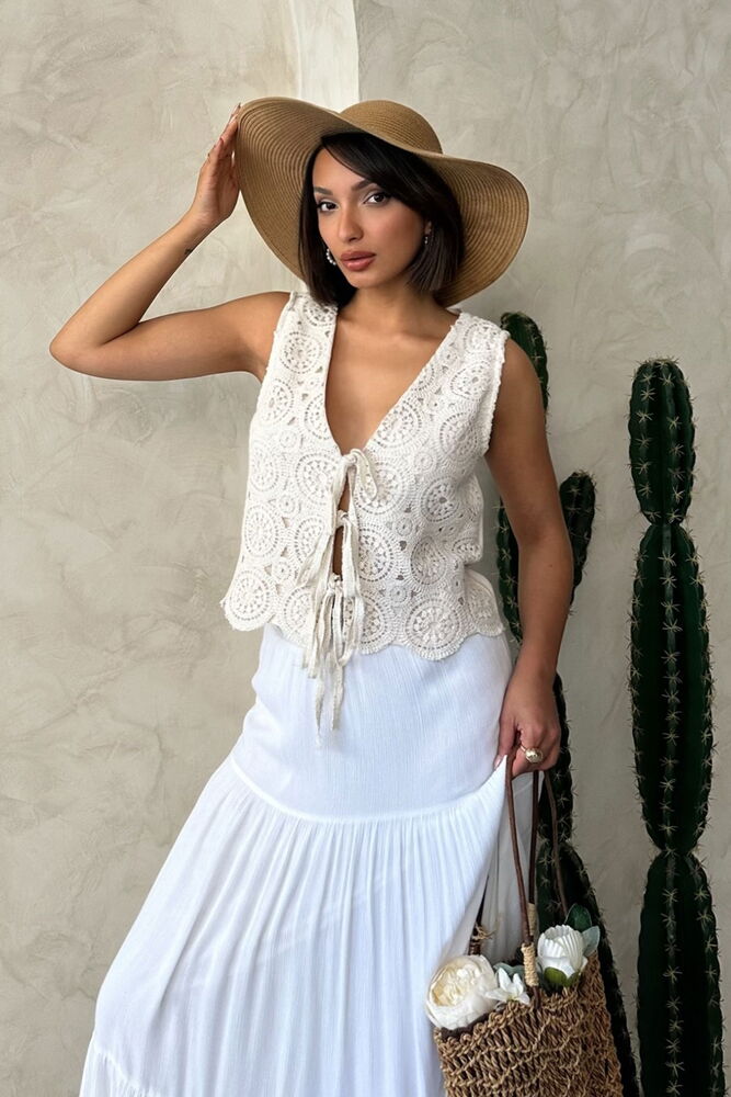 Lace Vest With Front Tie - Raw - Producer: Topshow - Wholesale Women Clothes - TheBS Women