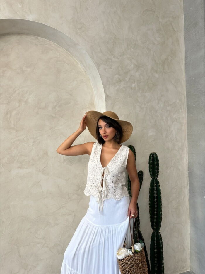 Lace Vest With Front Tie - Raw - Producer: Topshow - Wholesale Women Clothes - TheBS Women