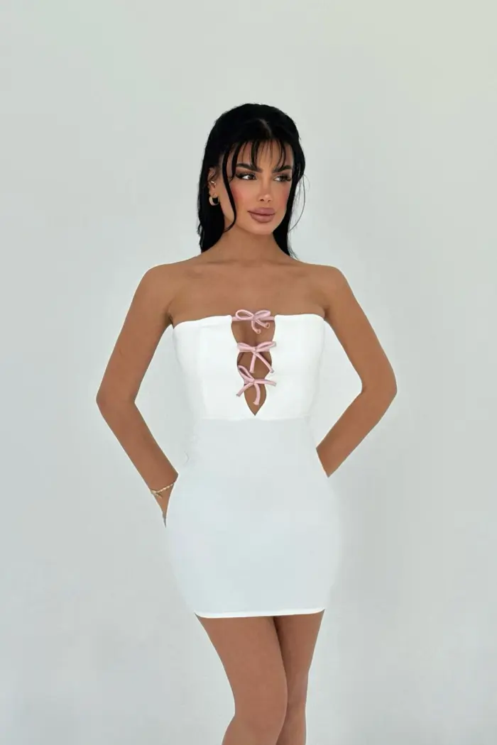 Tied Strapless Mini Dress - Producer: EYYO ATELIER - Wholesale Women Clothes - TheBS Women