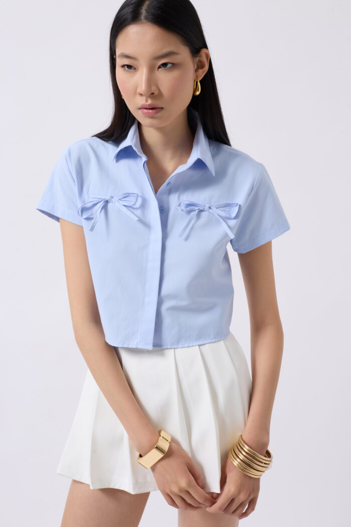 Ribbon Detail Crop Shirt - Producer: Black Fashion - Wholesale Women Clothes - TheBS Women
