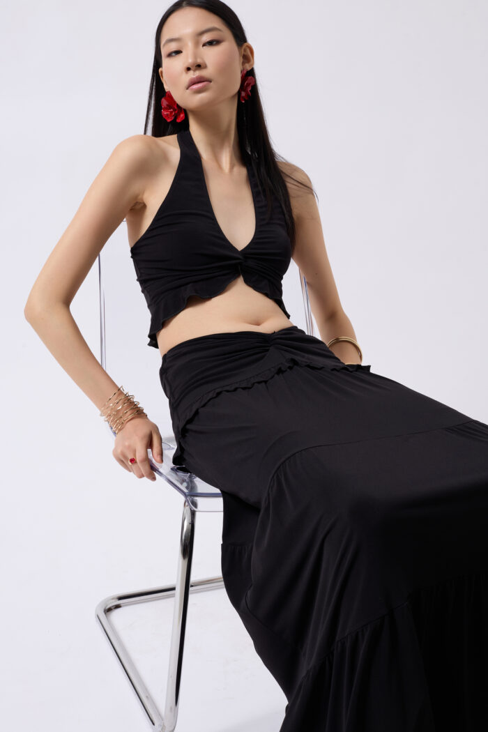 Knot Detail Ruffled Crop - Producer: Black Fashion - Wholesale Women Clothes - TheBS Women
