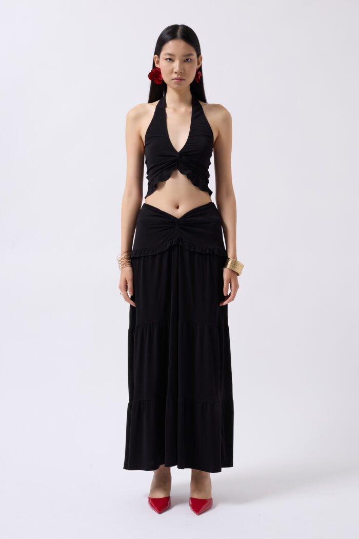 Knot Detail Ruffled Crop - Producer: Black Fashion - Wholesale Women Clothes - TheBS Women