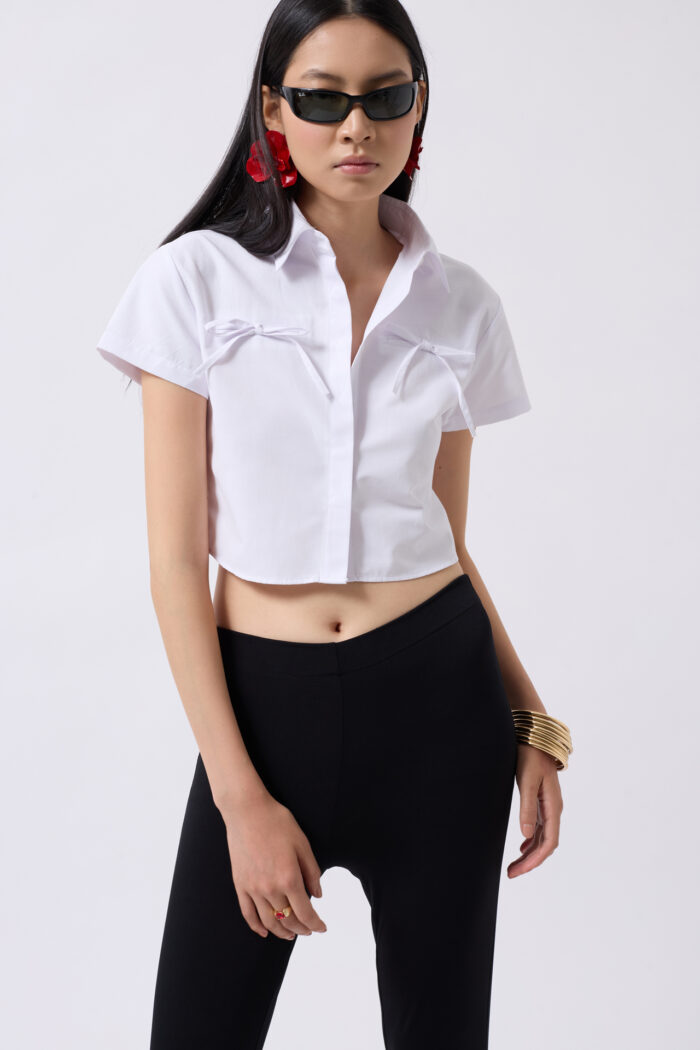 Ribbon Detail Crop Shirt - Producer: Black Fashion - Wholesale Women Clothes - TheBS Women