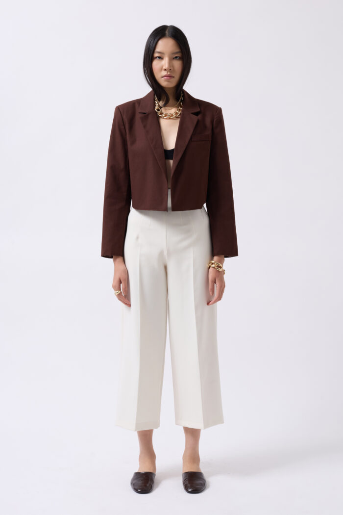Crop Linen Blazer Jacket - Producer: Black Fashion - Wholesale Women Clothes - TheBS Women