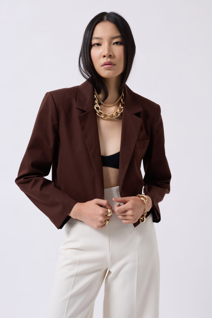 Crop Linen Blazer Jacket - Producer: Black Fashion - Wholesale Women Clothes - TheBS Women