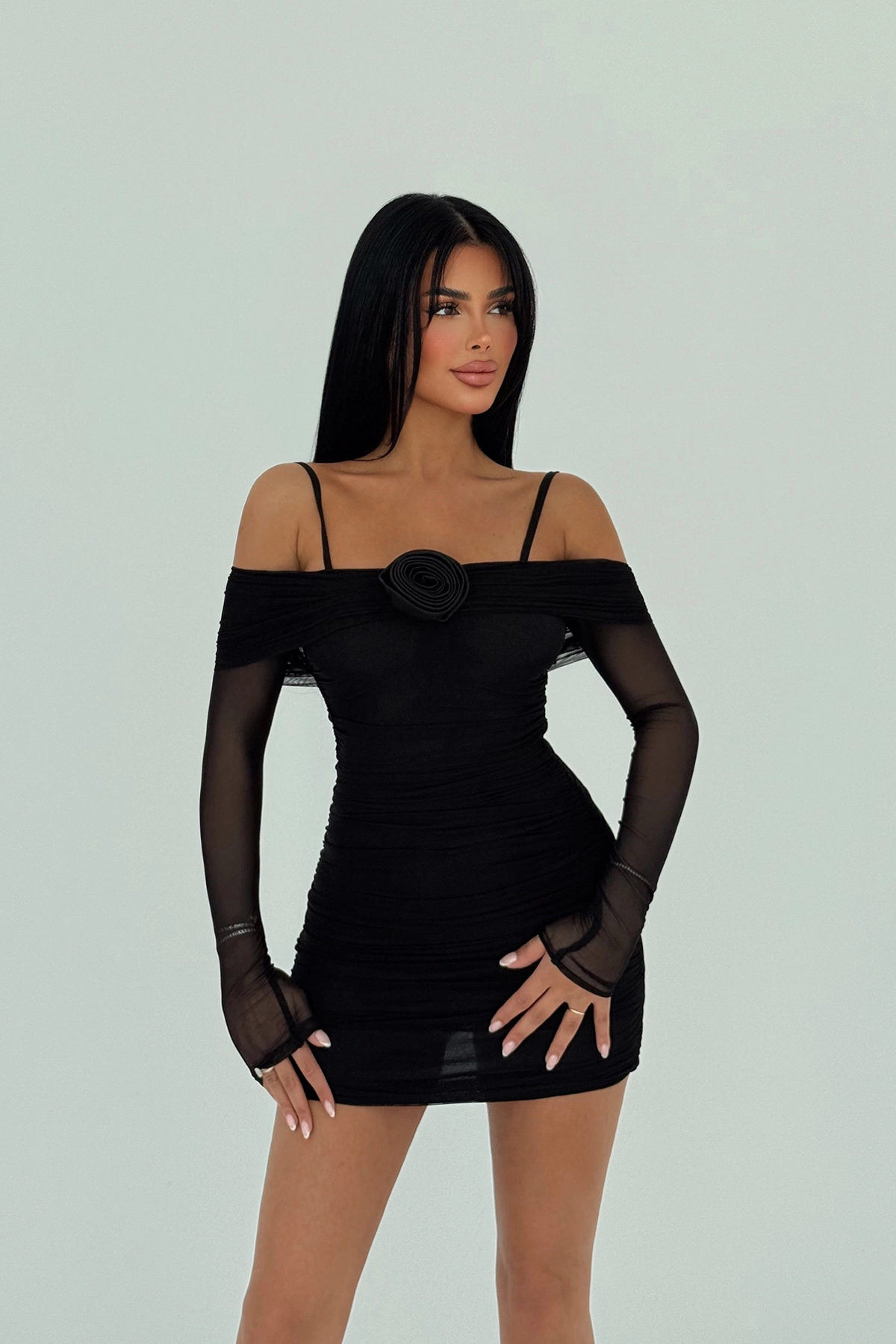 Strappy Rose Detail Dress - Producer: EYYO ATELIER - Wholesale Women Clothes - TheBS Women
