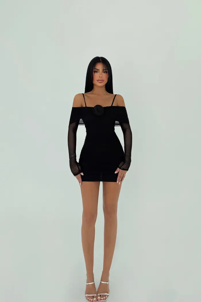 Strappy Rose Detail Dress - Producer: EYYO ATELIER - Wholesale Women Clothes - TheBS Women