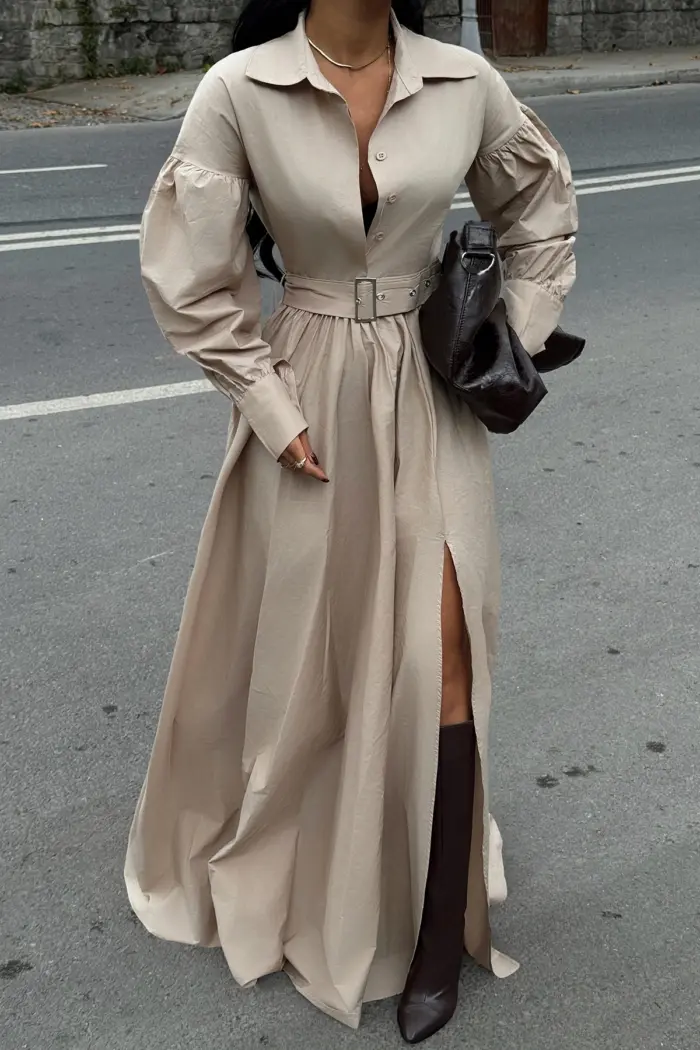 Belt Detail Long Dress - Producer: EYYO ATELIER - Wholesale Women Clothes - TheBS Women