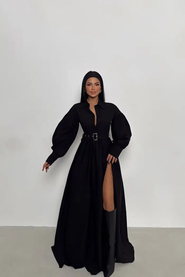 Belt Detail Long Dress - Producer: EYYO ATELIER - Wholesale Women Clothes - TheBS Women
