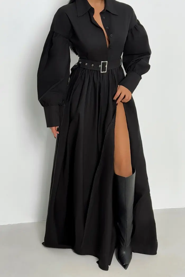 Belt Detail Long Dress - Producer: EYYO ATELIER - Wholesale Women Clothes - TheBS Women