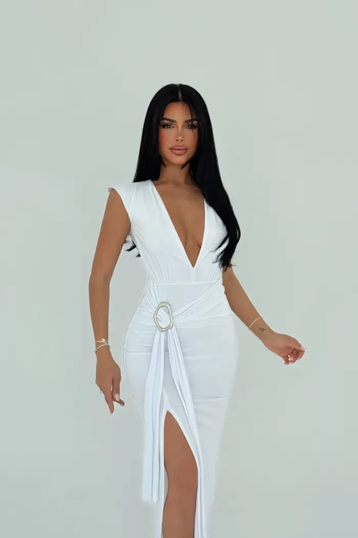 Basic Long Dress - White - Producer: EYYO ATELIER - Wholesale Women Clothes - TheBS Women