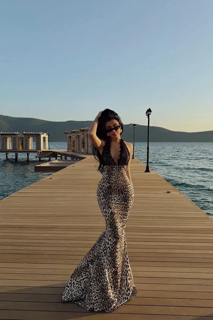 Leopard Pattern Long Dress - Producer: EYYO ATELIER - Wholesale Women Clothes - TheBS Women