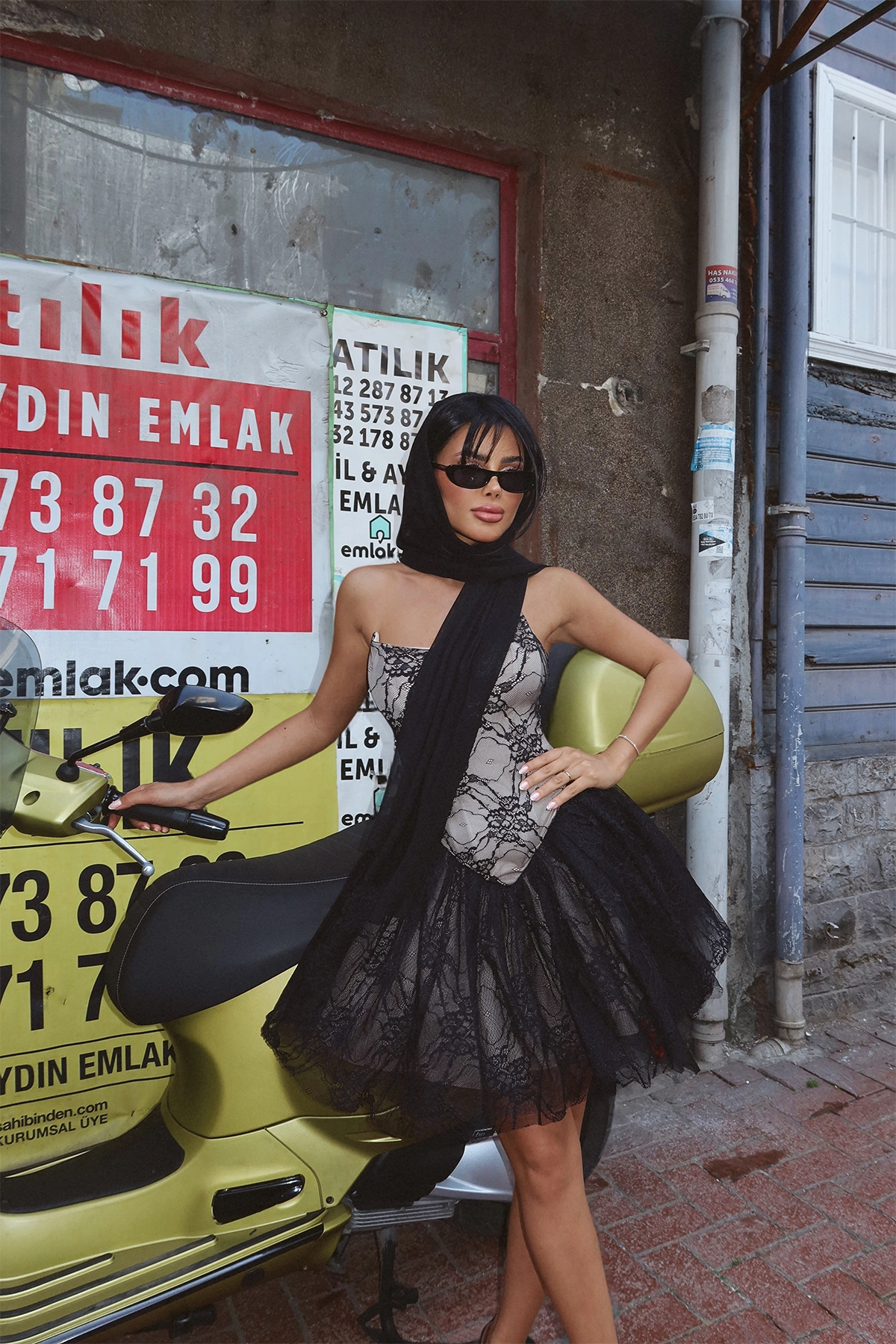 Black Lace Detail Strapless Mini Dress - Producer: EYYO ATELIER - Wholesale Women Clothes - TheBS Women