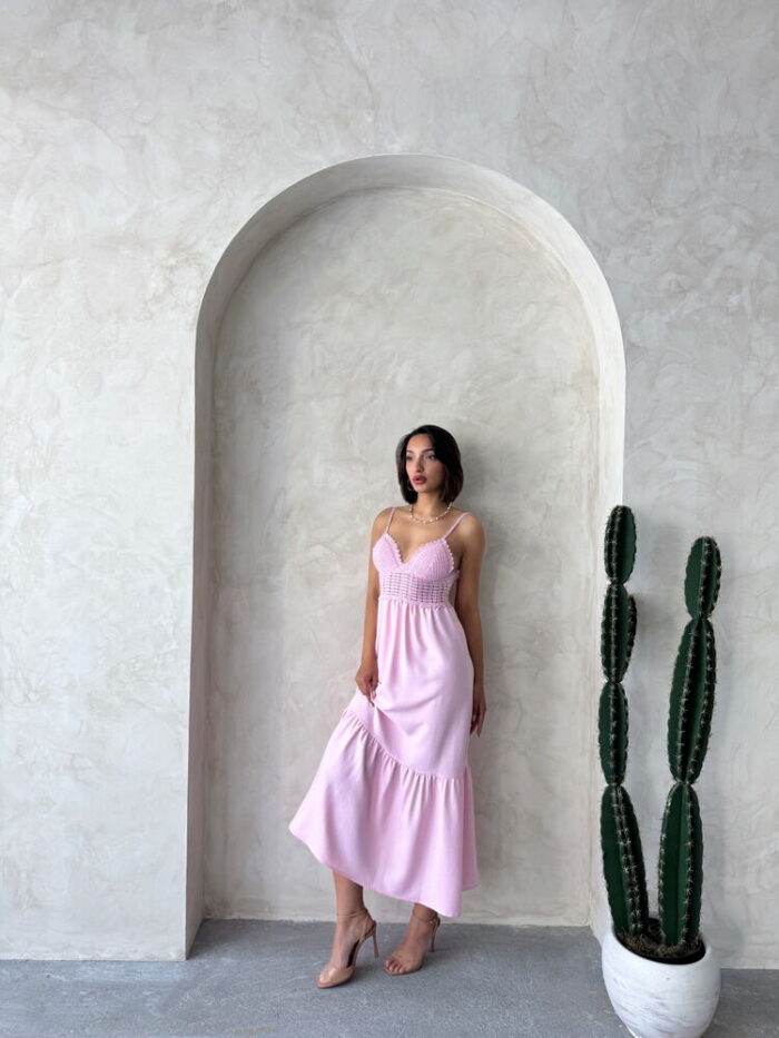 Linen Strap V-Neck Halter Dress - Producer: Topshow - Wholesale Women Clothes - TheBS Women