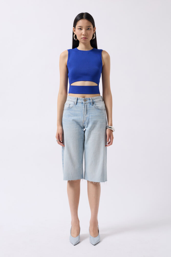 Window Detail Knitwear Blouse Crop Top - Saks - Producer: Black Fashion - Wholesale Women Clothes - TheBS Women