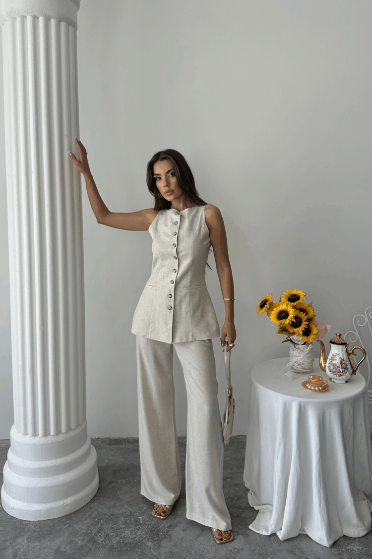 Linen Vest - Trousers Suit - Producer: Ello - Wholesale Women Clothes - TheBS Women