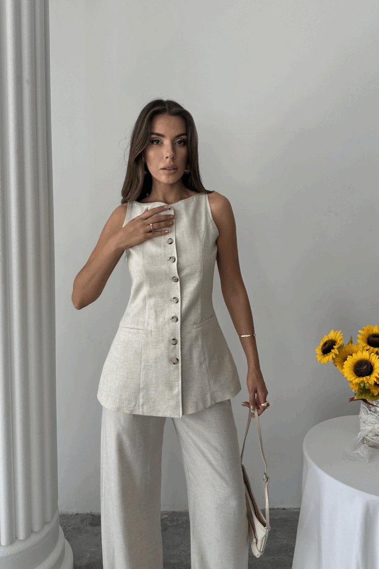 Linen Vest - Trousers Suit - Producer: Ello - Wholesale Women Clothes - TheBS Women