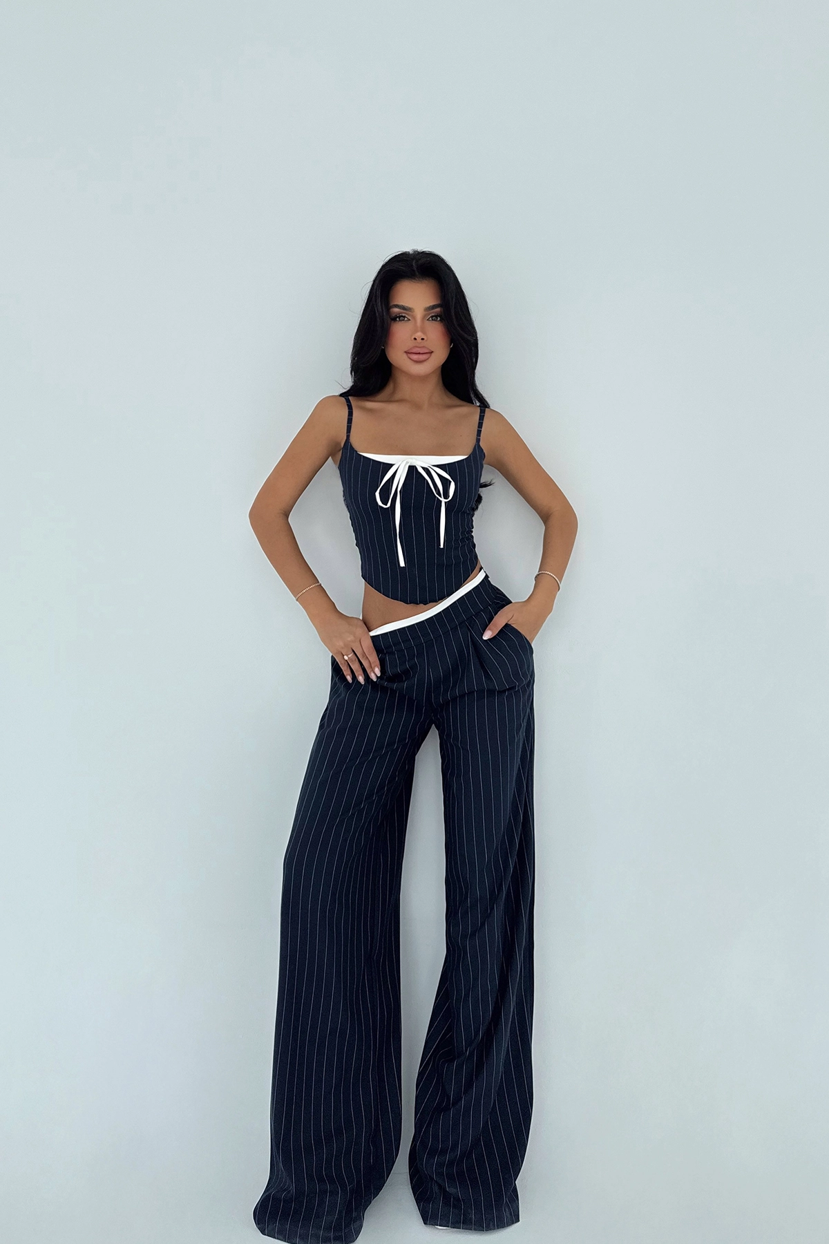NavyStriped Trouser Suit - Producer: EYYO ATELIER - Wholesale Women Clothes - TheBS Women