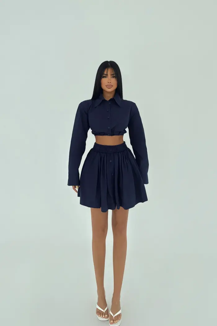 NavyFront Buttoned Skirt Suit - Producer: EYYO ATELIER - Wholesale Women Clothes - TheBS Women