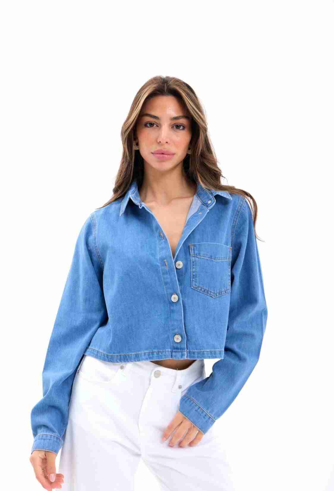 Denim Shirt - Blue - Brand: Fame - Women & Kids, Baby Clothes Wholesale - TheBS Women