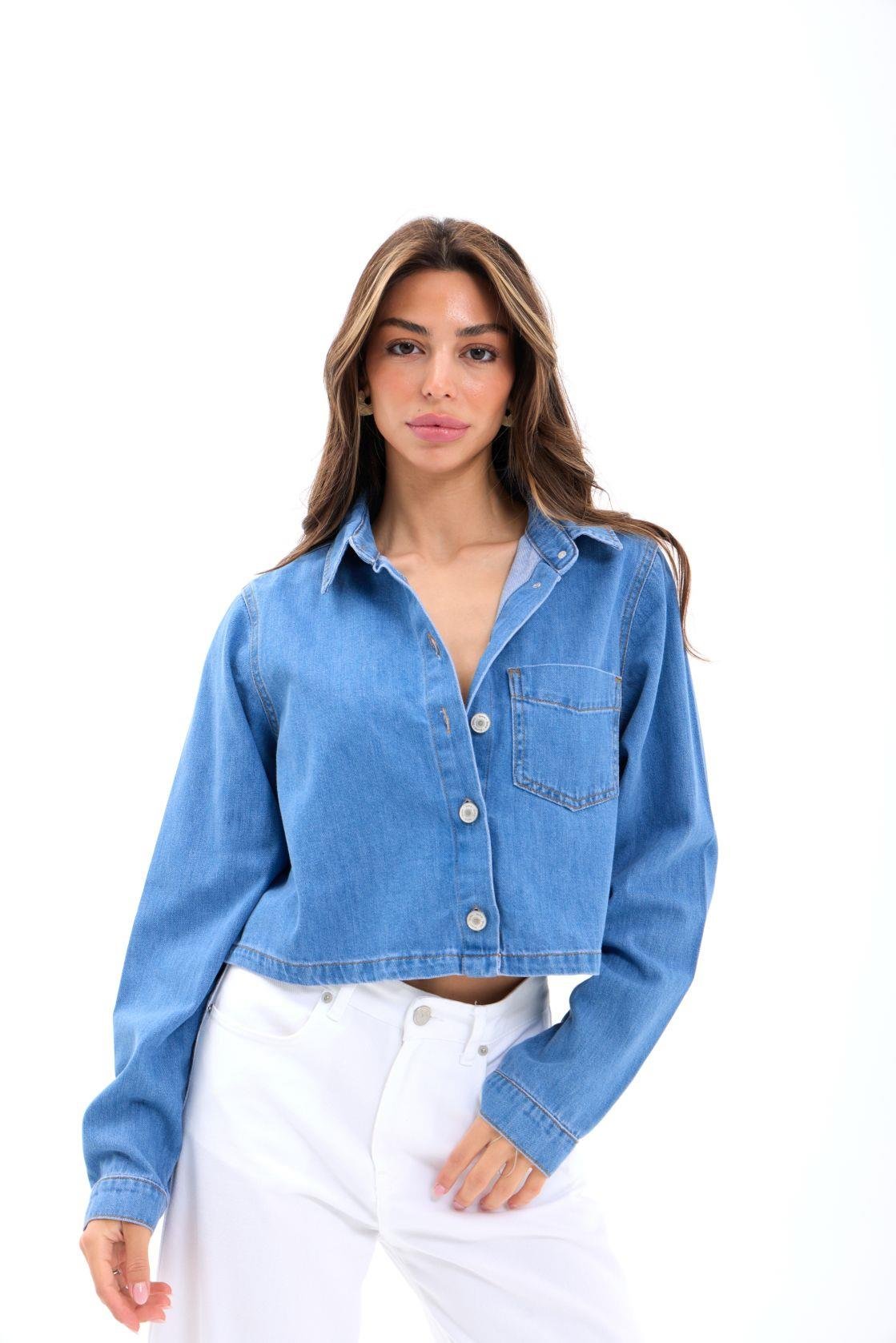 Denim Shirt - Blue - Brand: Fame - Women & Kids, Baby Clothes Wholesale - TheBS Women