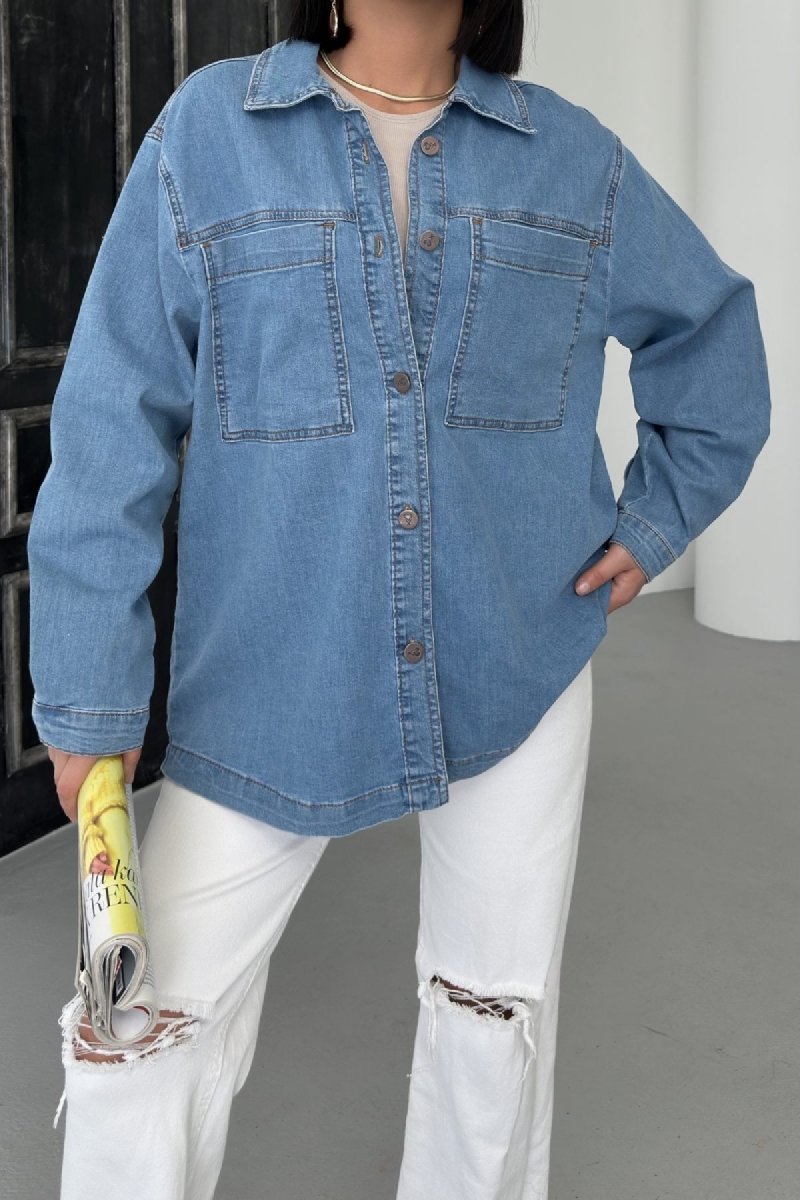 Denim Shirt With Pockets - Brand: XLove - Women & Kids, Baby Clothes Wholesale - TheBS Women