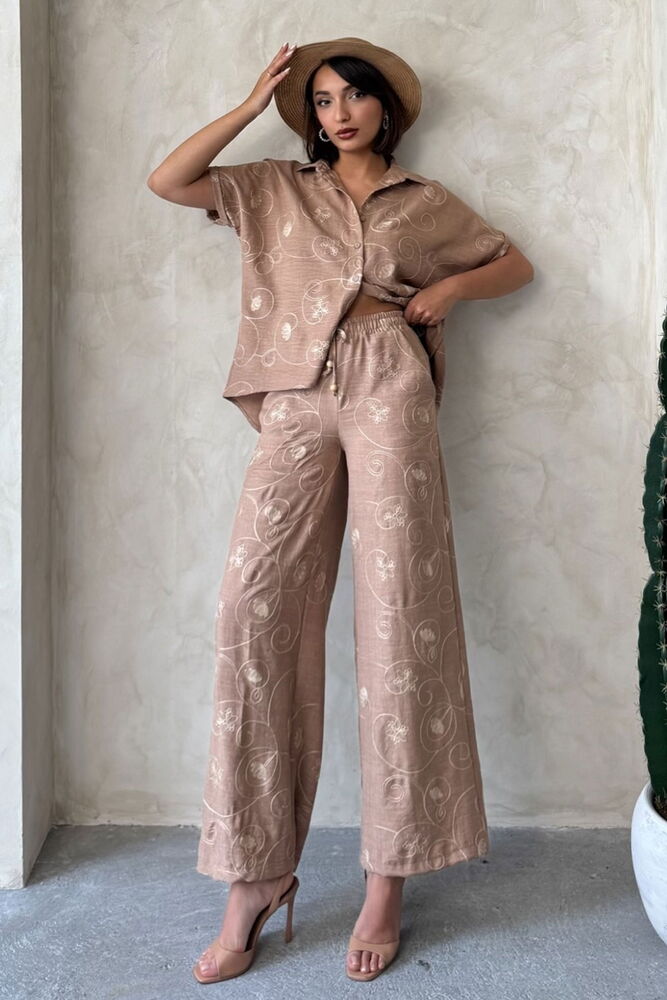 Embroidered Pants - Light Brown Dsn2 - Producer: Topshow - Wholesale Women Clothes - TheBS Women