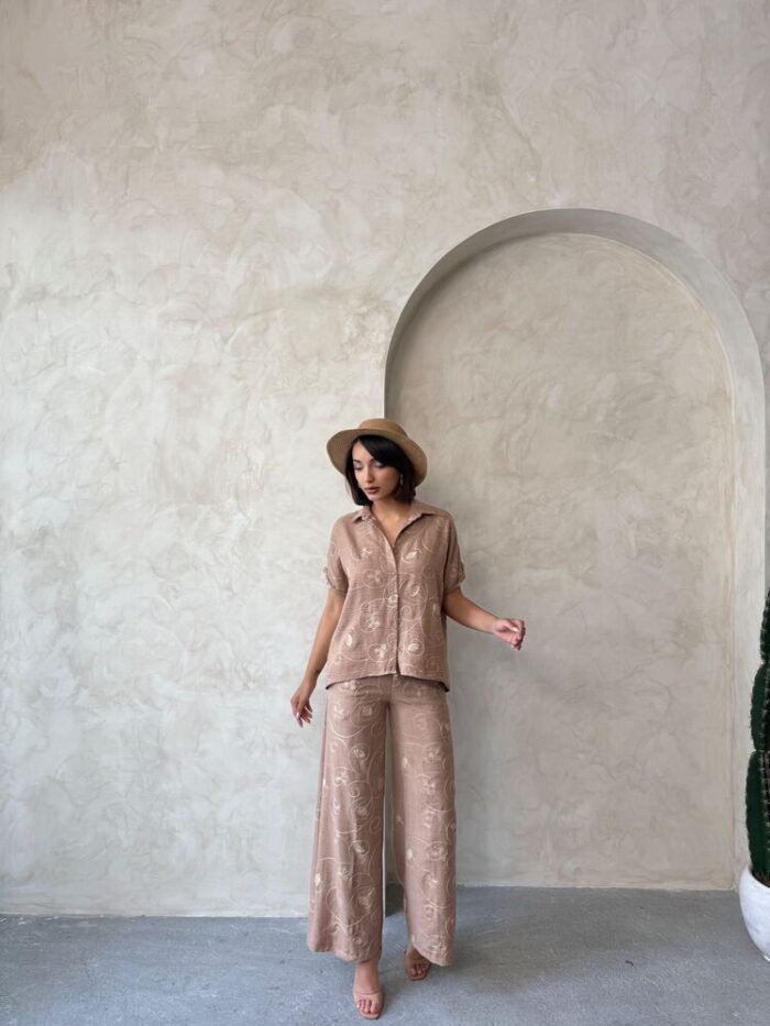 Embroidered Pants - Light Brown Dsn2 - Producer: Topshow - Wholesale Women Clothes - TheBS Women