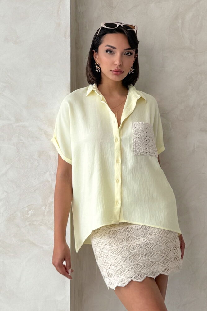 D2360 Linen Shirt With Applique Pockets - Producer: Topshow - Wholesale Women Clothes - TheBS Women