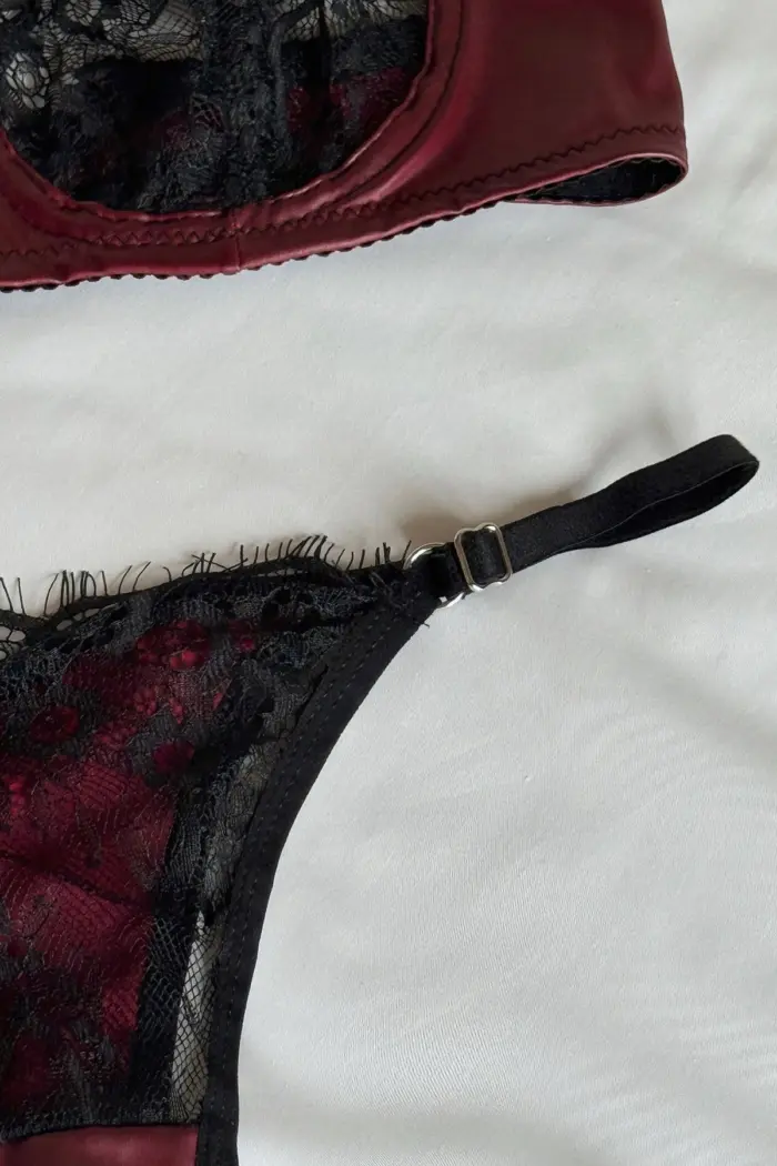 Burgundy Lace Detail Underwear - Producer: EYYO ATELIER - Wholesale Women Clothes - TheBS Women
