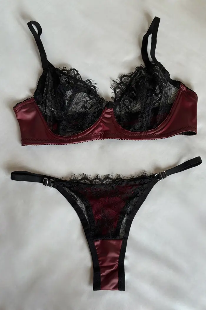 Burgundy Lace Detail Underwear - Producer: EYYO ATELIER - Wholesale Women Clothes - TheBS Women