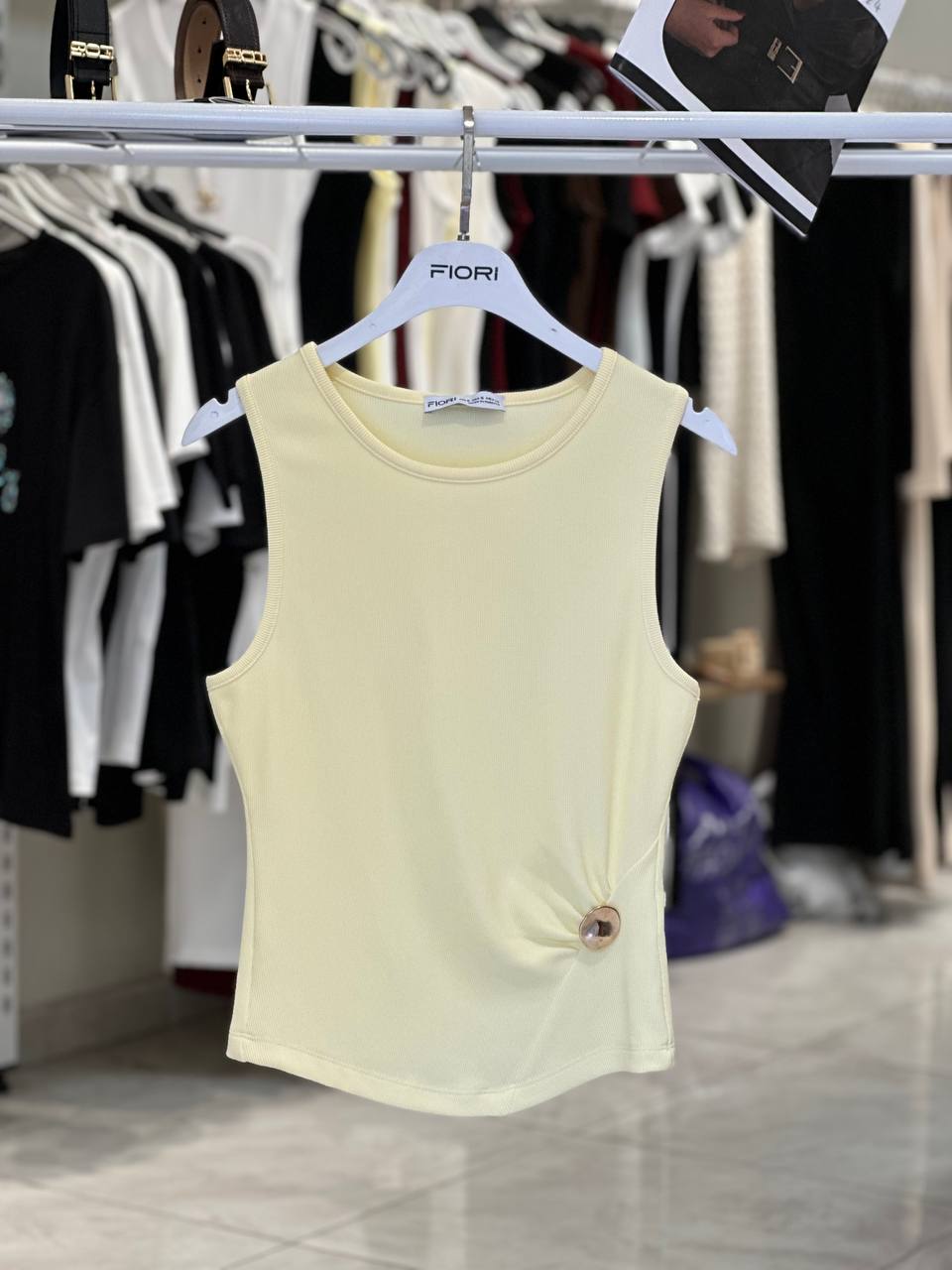 Beige Slim Fit Cap Sleeve Blouse - Brand: Fiori - Women & Kids, Baby Clothes Wholesale - TheBS Women