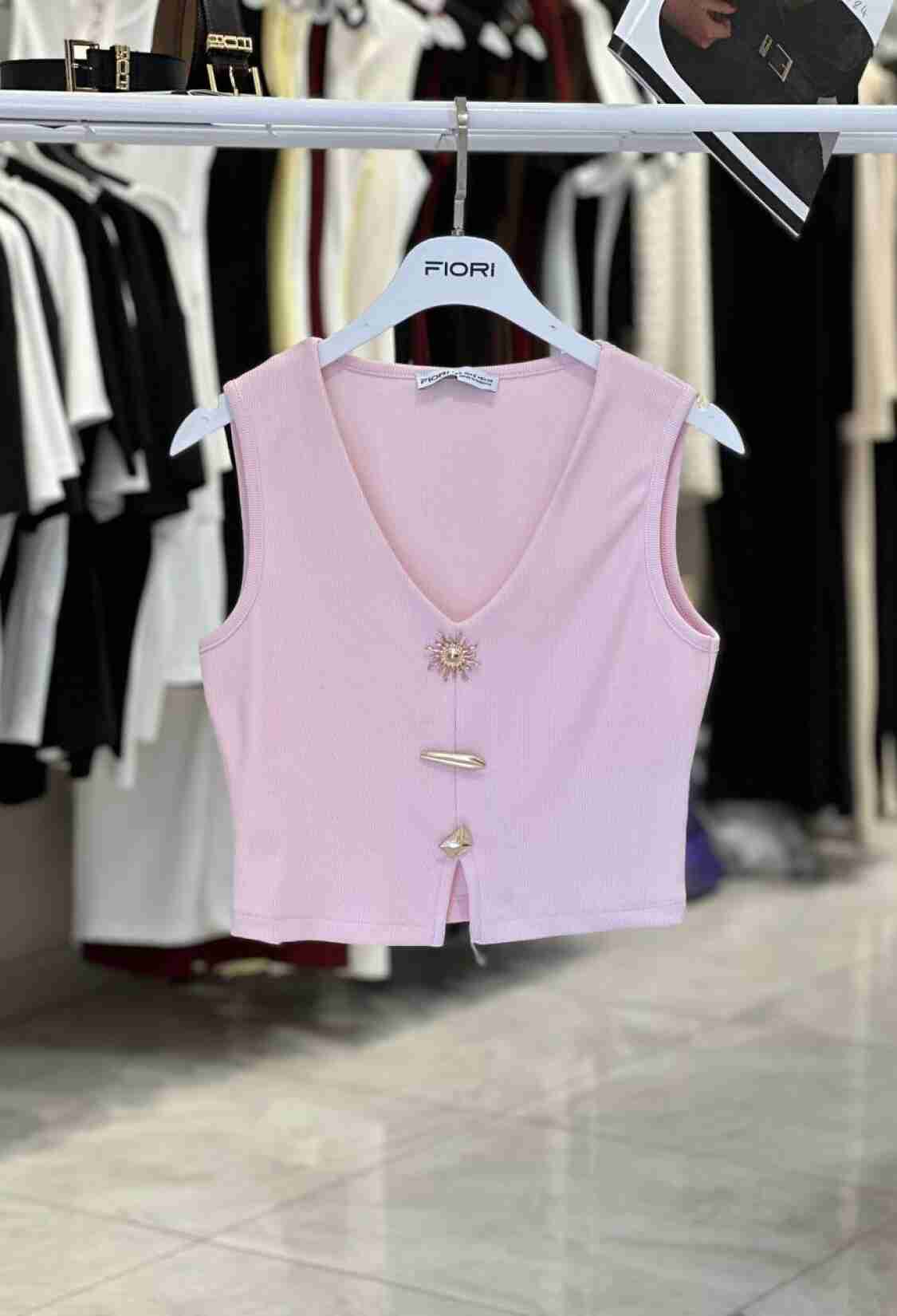 Sexy Crop Top With V-Neck And Cap Sleeves - Brand: Fiori - Women & Kids, Baby Clothes Wholesale - TheBS Women