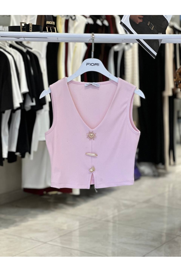Sexy Crop Top With V-Neck And Cap Sleeves - Brand: Fiori - Women & Kids, Baby Clothes Wholesale - TheBS Women