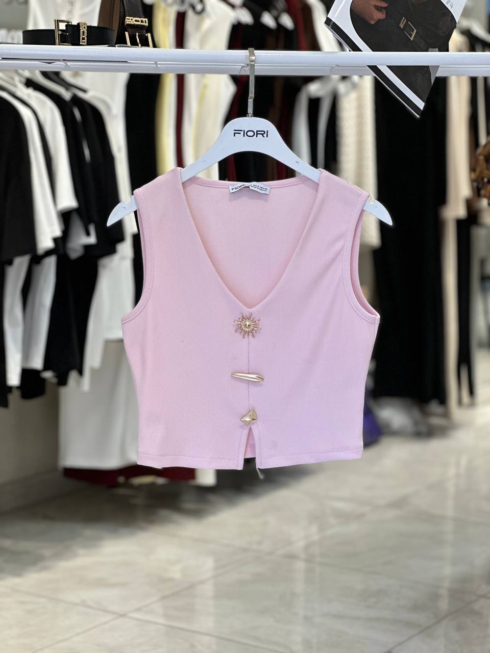 Sexy Crop Top With V-Neck And Cap Sleeves - Brand: Fiori - Women & Kids, Baby Clothes Wholesale - TheBS Women