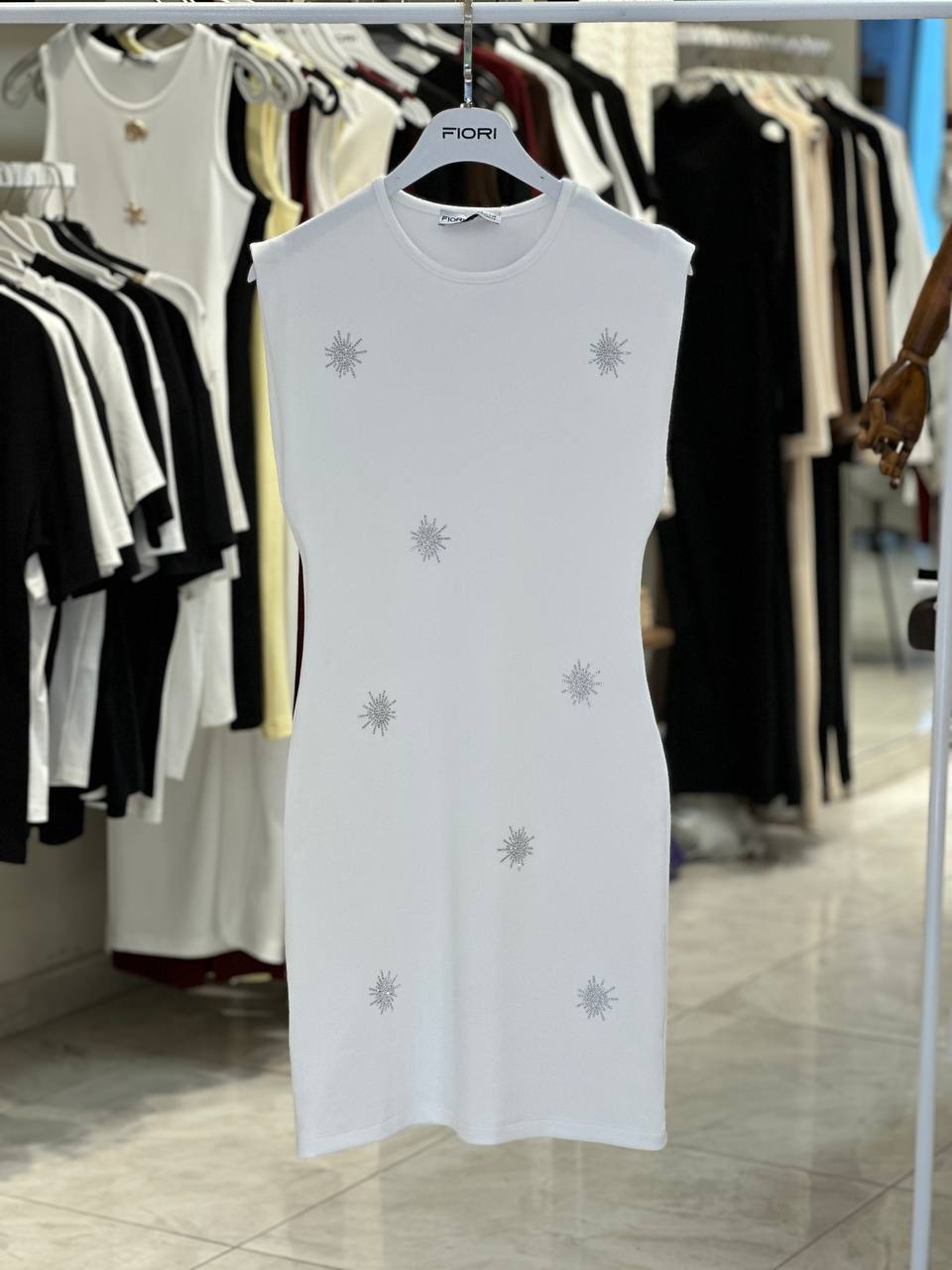White Bodycon Mini Dress With Sequined Detail - Brand: Fiori - Women & Kids, Baby Clothes Wholesale - TheBS Women